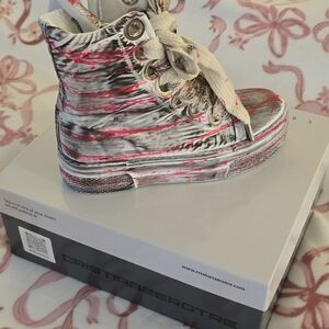 Women's High-Top Sneakers - Red and Gray